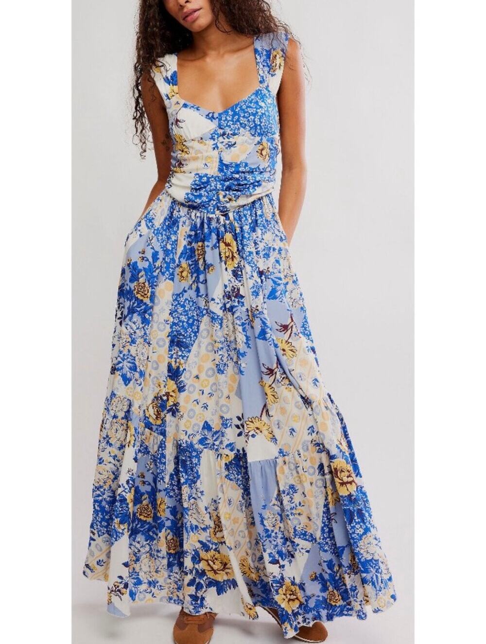 Free People Sasha Maxi Dress / Porcelain Combo Size Medium